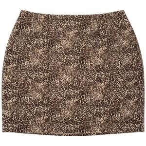 Talbots Leopard Print Velvet Skirt Brown Tan A-Line Chic Minimalist Petite 16WP